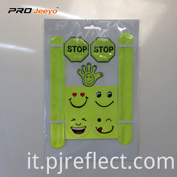 Reflective Smile Pvc Slap Warp Sticker Set Wb Swss001